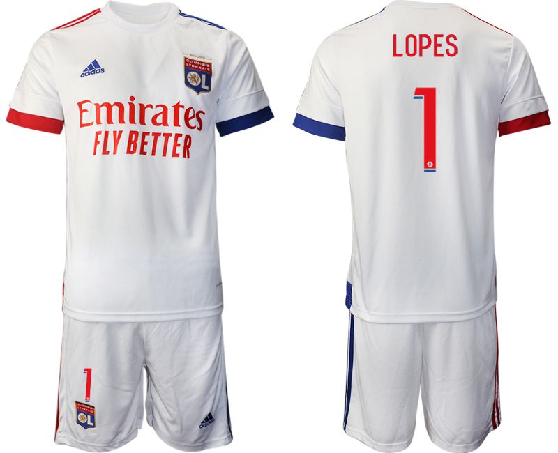 Men 2020-2021 club Lyon home #1 white Soccer Jerseys